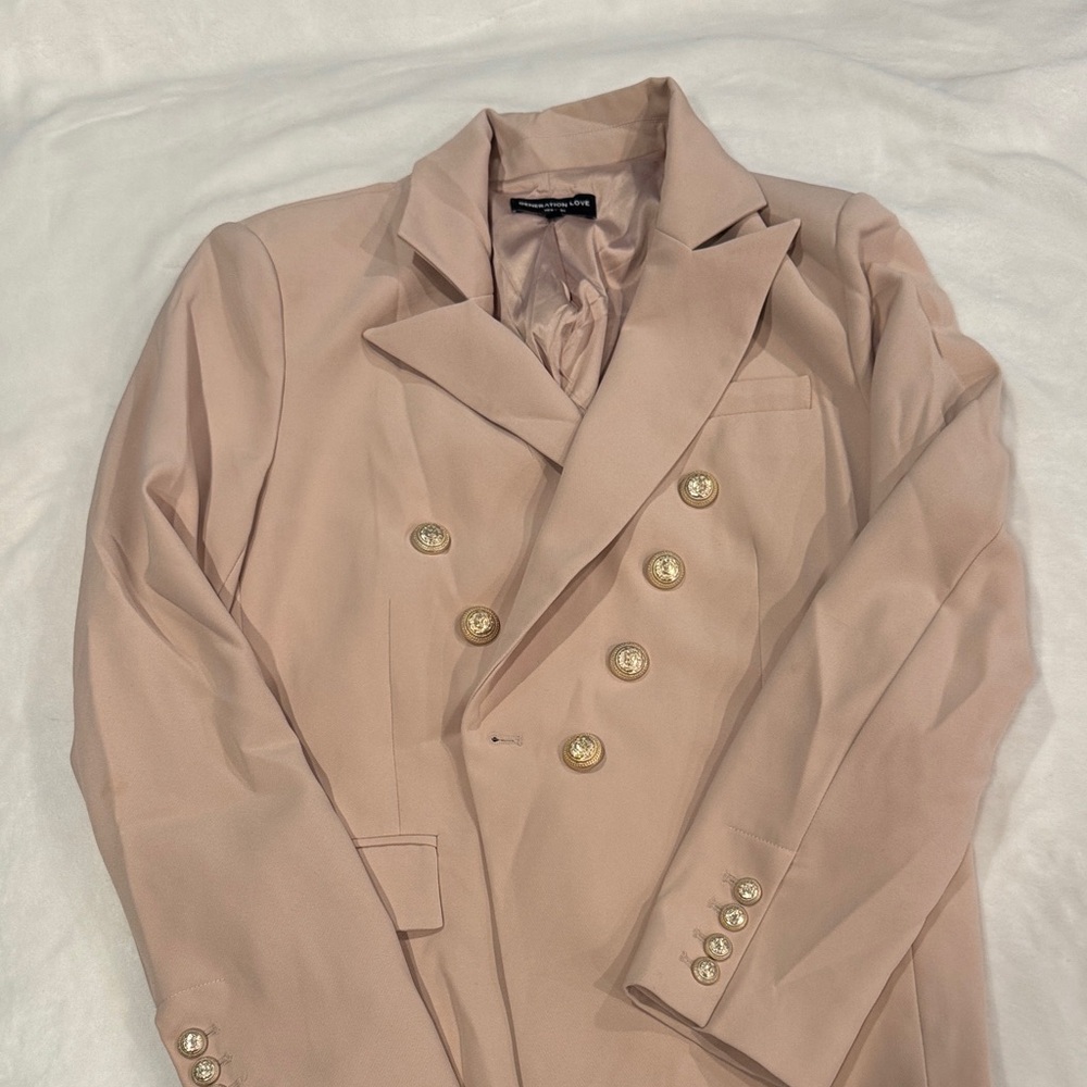 Elegant Double-Breasted Beige Blazer